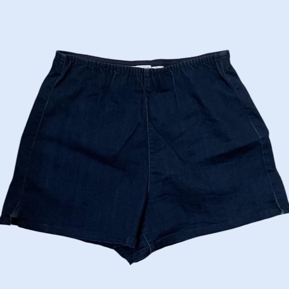 Dark Blue elastic stretch-denim shorts